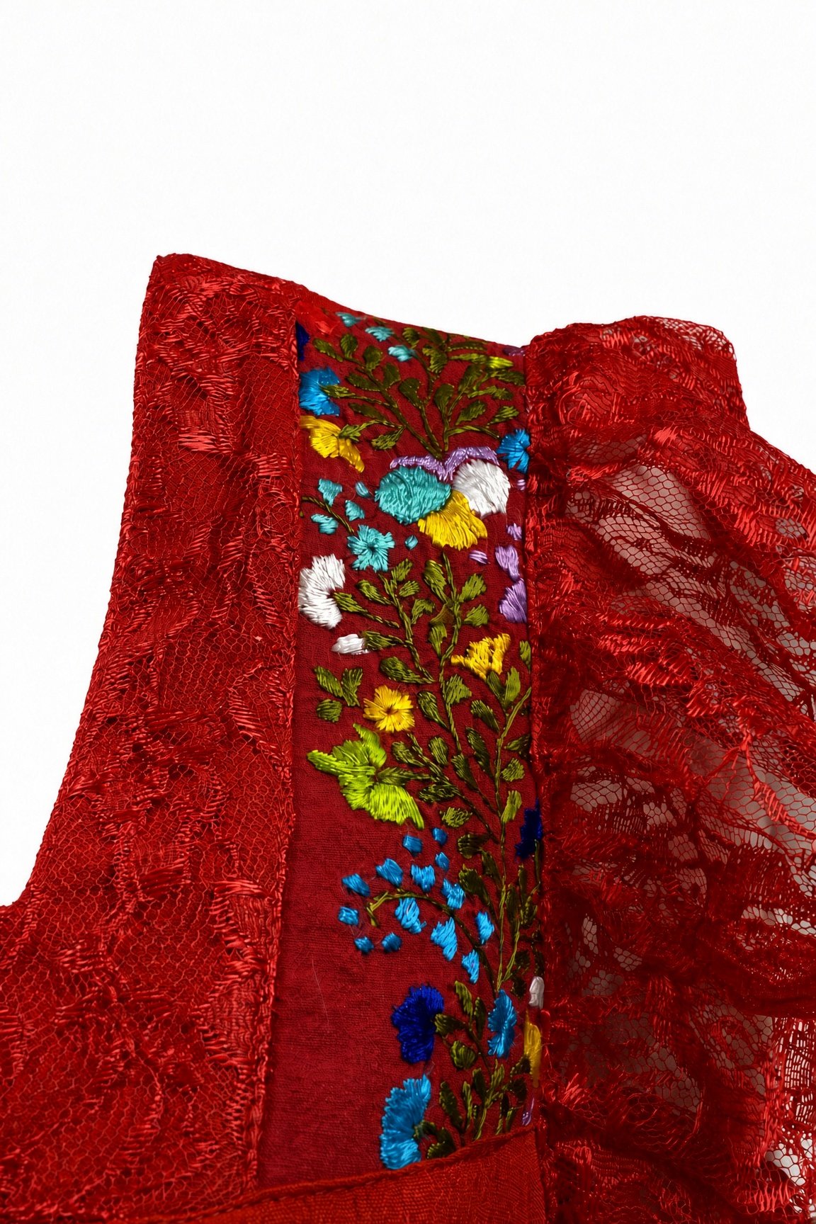Detalle del bordado floral de Blusa Valentina
